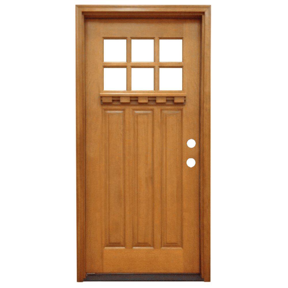 Steves &amp; Sons 32 in. x 80 in. Craftsman 6 Lite Stained