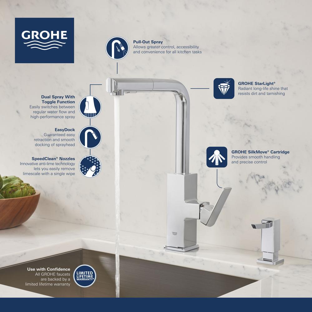 Grohe Tallinn Single Handle Pull Out Sprayer Kitchen Faucet With