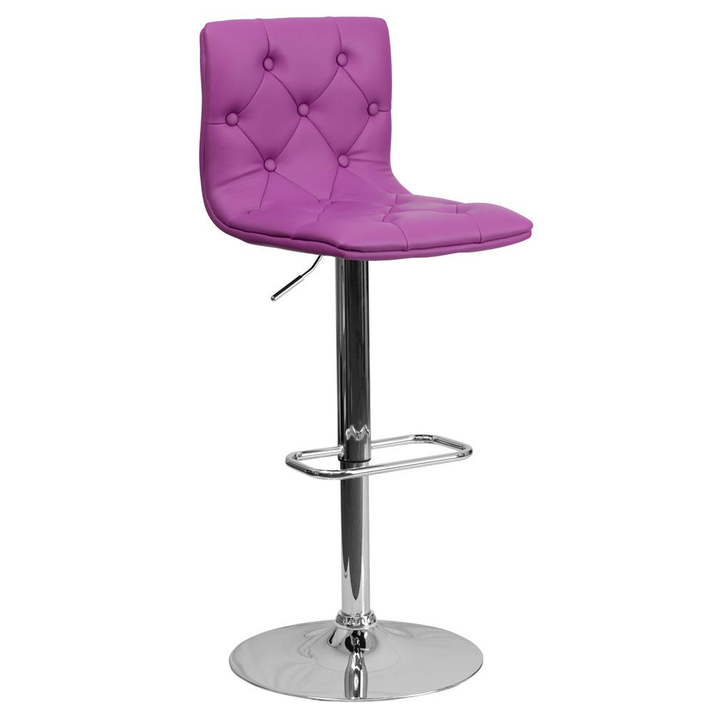Flash Furniture 32 25 In Adjule Height Purple Cushioned Bar Adjule Height Purple Cushioned Bar Stool Ch112080pur The Home Depot