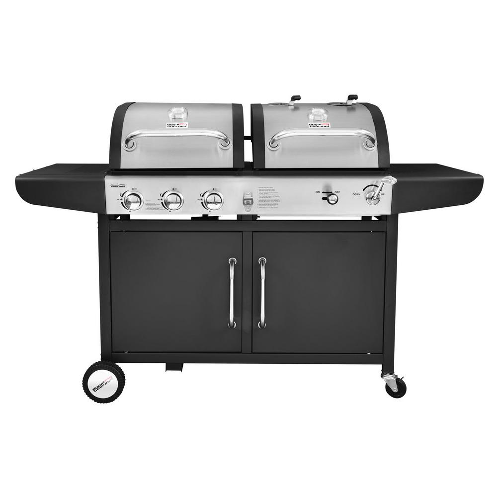 Combination Grill Grills Outdoor Cooking The Home Depot 3 Burner Propane Gas And Charcoal Combo Grill