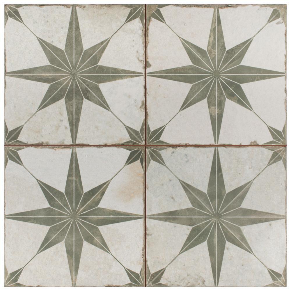 Merola Tile Kings Star Sage Encaustic 17-5/8 In. X 17-5/8 In. Ceramic ...