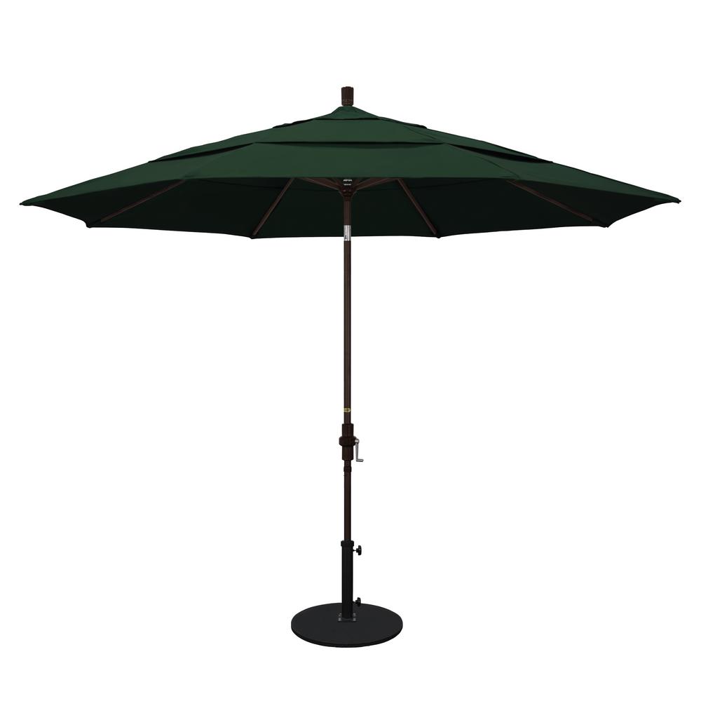 California Umbrella 11 Ft Aluminum Collar Tilt Double Vented Patio Aluminum Collar Tilt Double Vented Patio Umbrella In Hunter