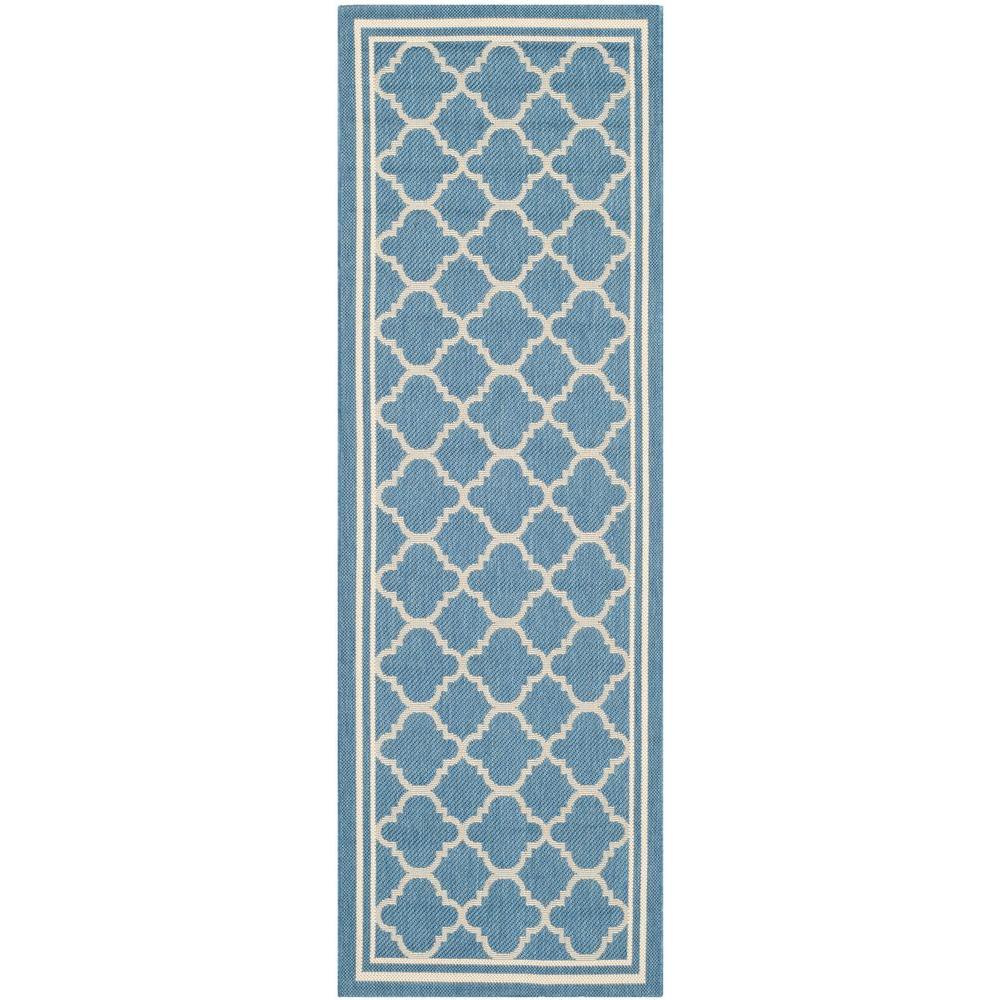 Safavieh Courtyard Cy6918 243 Blue And Beige 2 X 14 Runner Area Safavieh Courtyard Cy6918 243 Blue And Beige 2 X 14