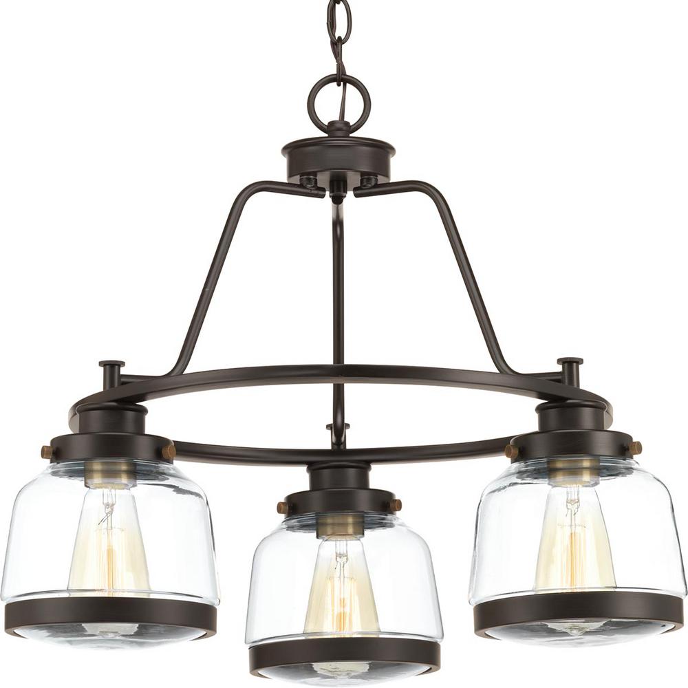 Progress Lighting Judson Collection 3 Light Antique Bronze Chandelier With Shade Progress Lighting Judson Collection 3 Light Antique Bronze Chandelier With Shade