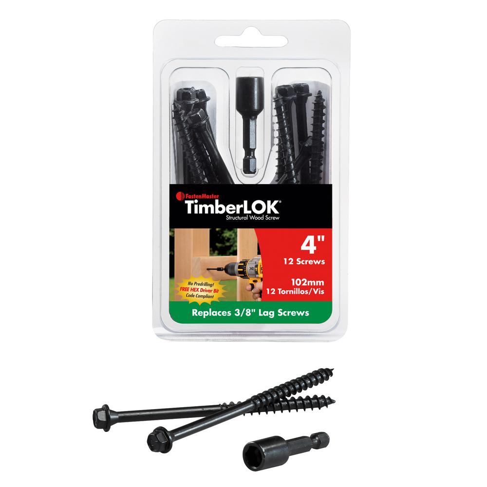 FastenMaster 14 4 in. External Hex Flange HexHead Wood Screws (12