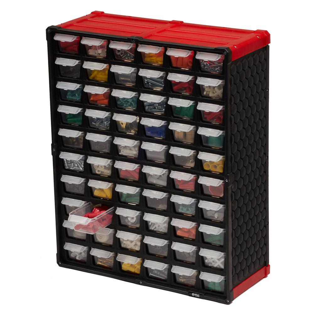 Tafco Product 60 Compartment Small Parts Organizer Red Dsor60trd