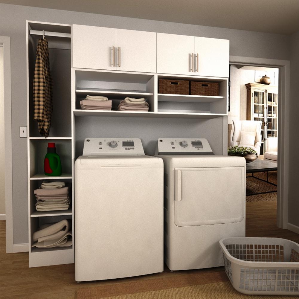 Laundry Room Cabinets Storage The Home Depot W White Open Shelves Laundry Cabinet Kit
