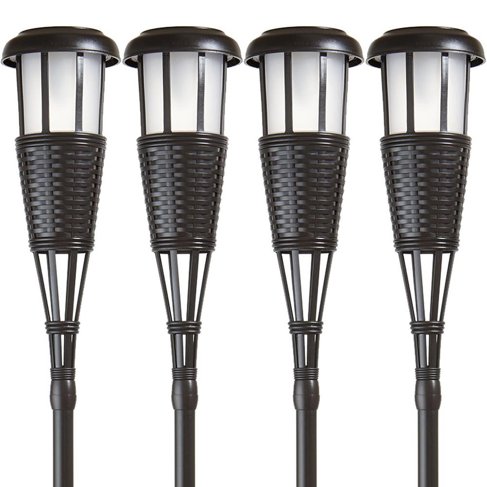 Newhouse Lighting Dark Chocolate Solar Flickering Tiki Torches (4Pack)TIKILED4B The Home Depot