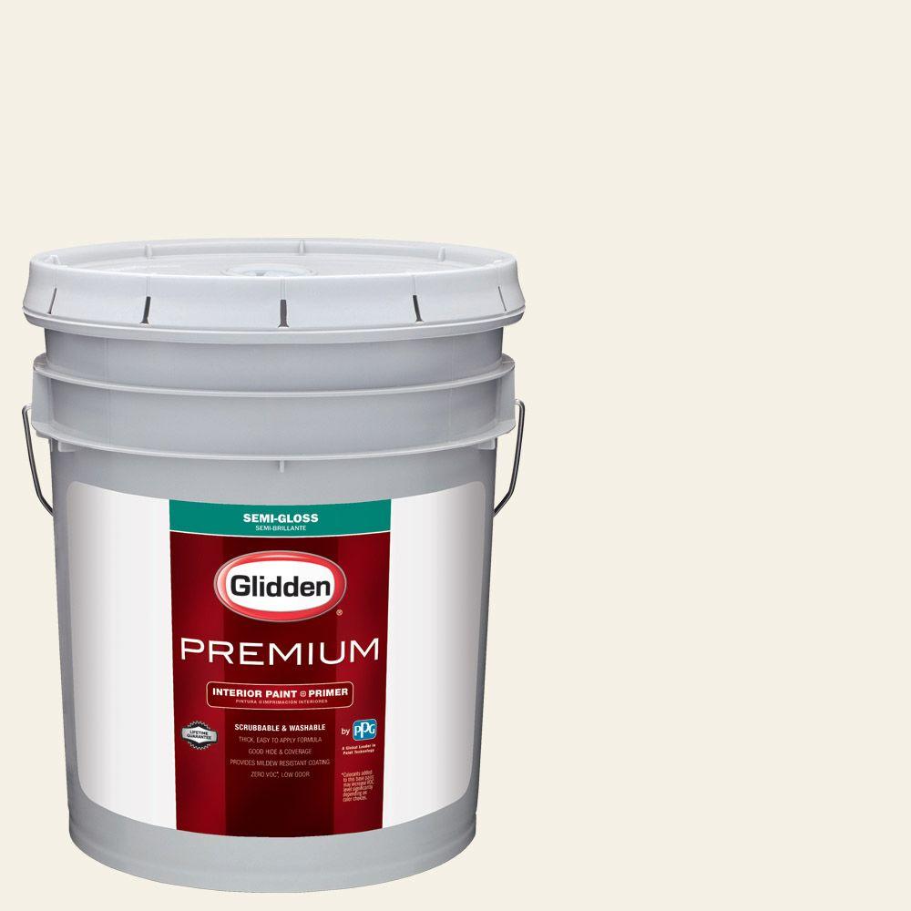Glidden Premium 5 gal. HDGWN43 Crisp Linen White SemiGloss Interior