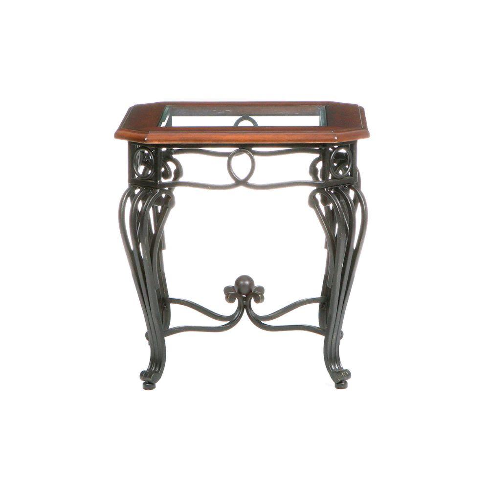 Southern Enterprises Thomas Black Metal and Dark Cherry End Table