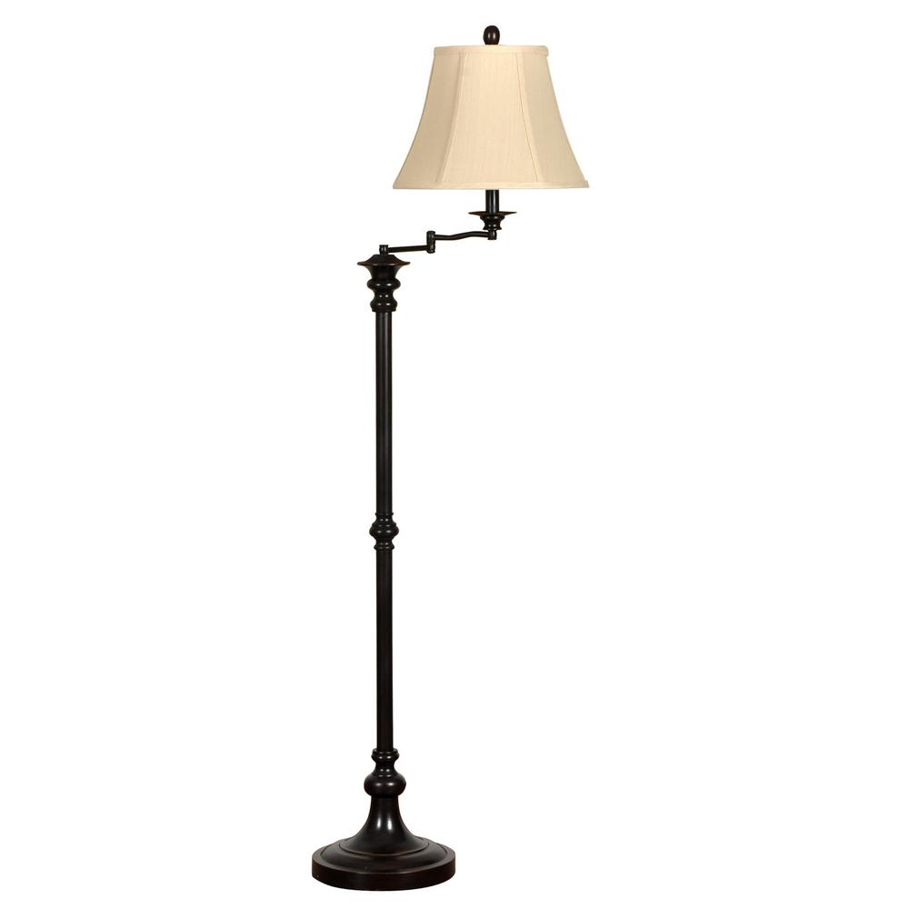 Stylecraft 62 In Menlo Bronze Floor Lamp With Cream Fabric Shade