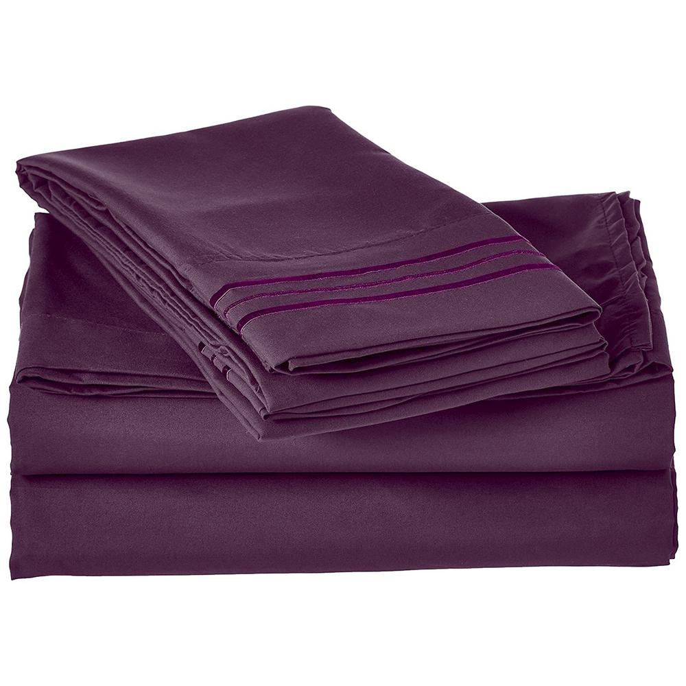 Elegant Comfort 3Piece Purple Solid Microfiber Twin XL Sheet SetV01