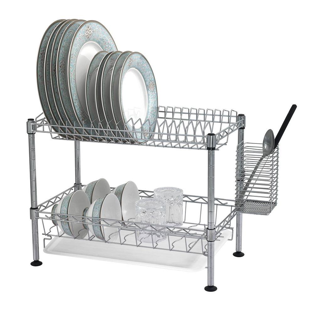Sandusky 2 Tier Wire Dish Rack In Chrome Wdr101812 The Home Depot
