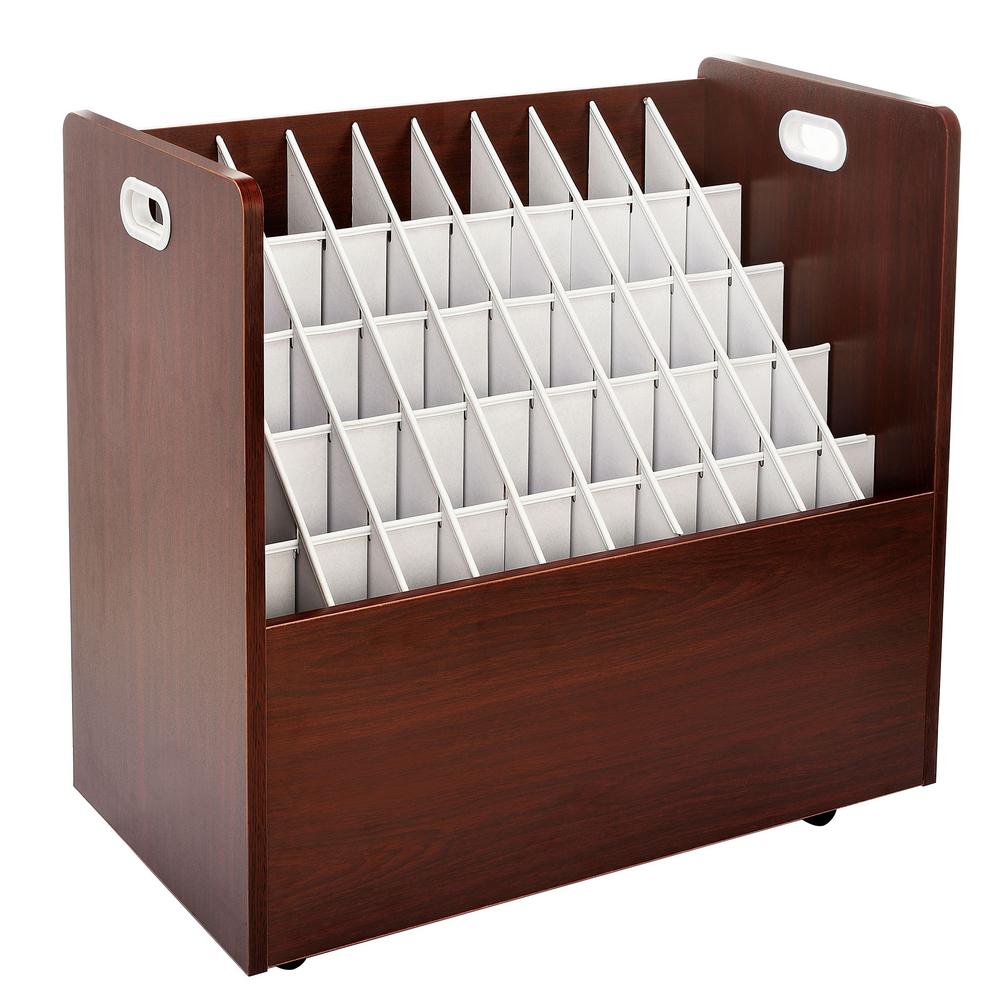 Mobile Roll File 50 Compartment Tan Wood