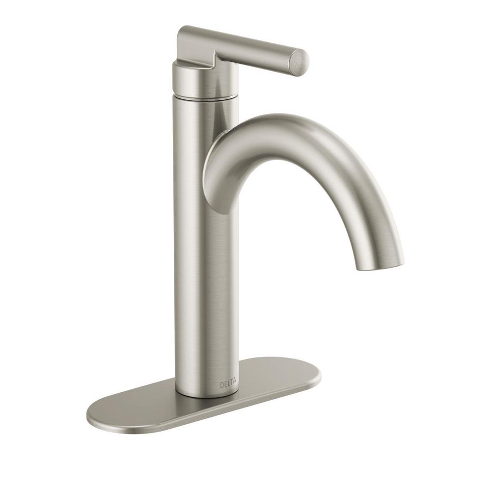 Delta Nicoli J-Spout Single Hole Single-Handle Bathroom Faucet in Stainless-15749LF-SS - The 