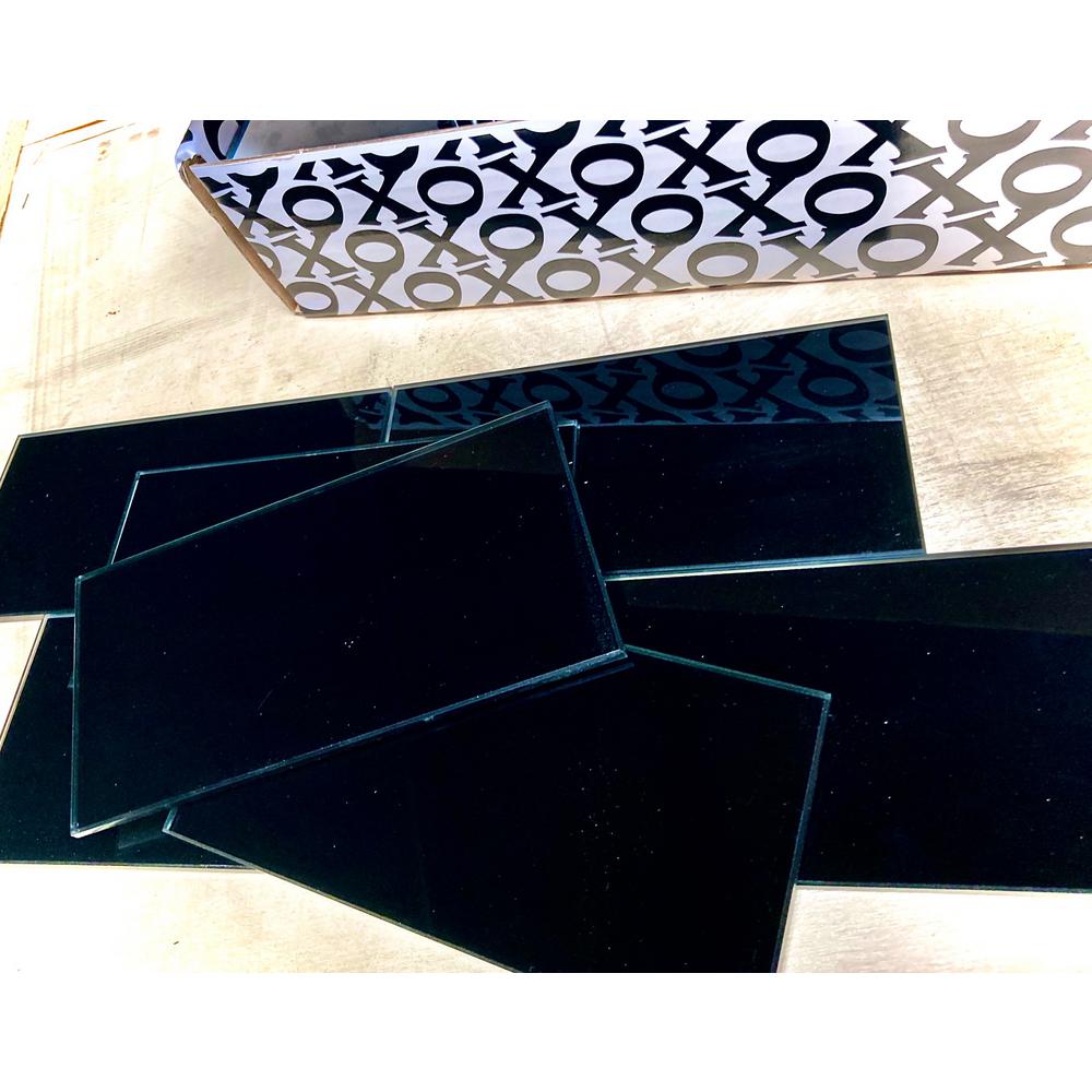 ABOLOS Reflections Beveled Black Diamond 3 in. x 12 in. Peel & Stick