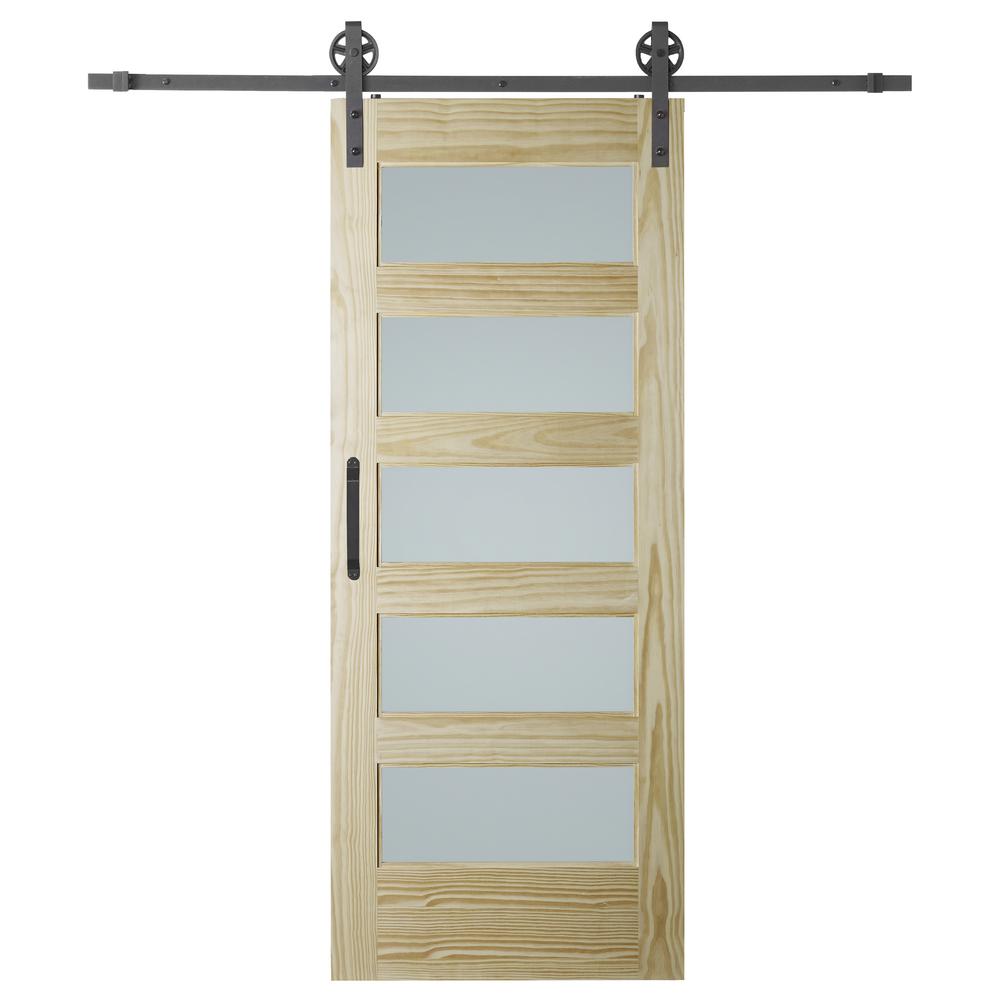 Colonial Elegance 37 In X 84 Pine 5 Lite Frosted Gl Sliding Barn Door With Hardware Kit Colonial Elegance 37 In X 84 Pine 5 Lite Frosted Gl Sliding Barn Door With Hardware Kit
