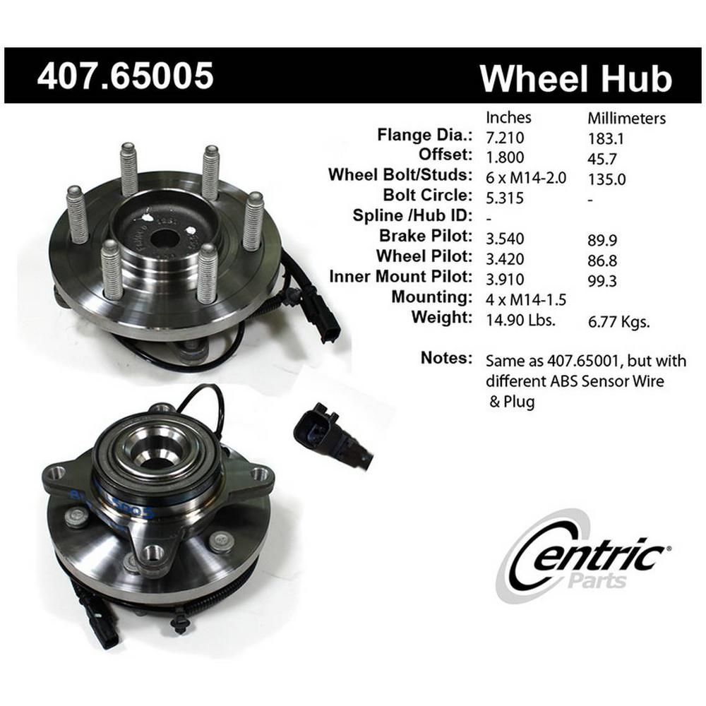 Centric 407.65007 Premium Axle Bearing and Hub Assembly