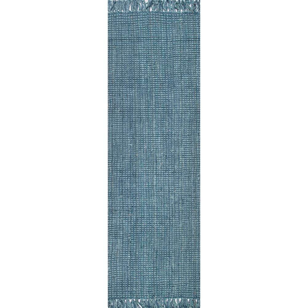nuLOOM Chunky Loop Jute Blue 2 ft. 6 in. x 12 ft. Runner RugNCCL01H