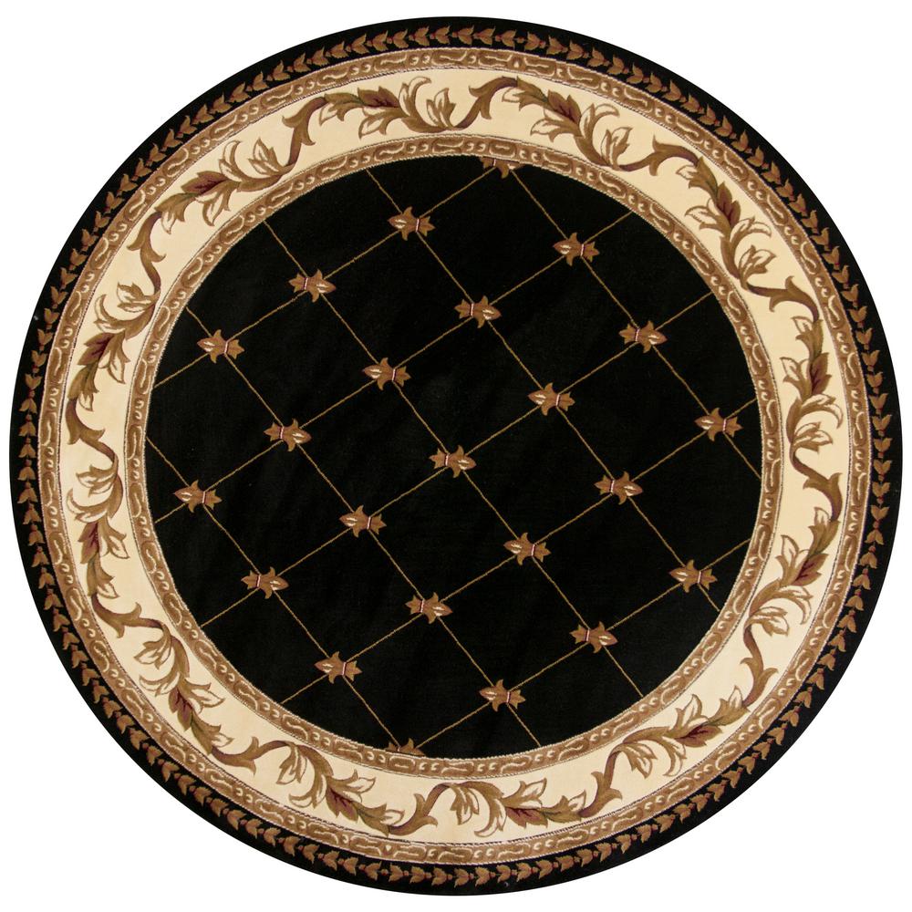 MILLERTON HOME Victorian Black 8 ft. x 8 ft. Round Area Rug