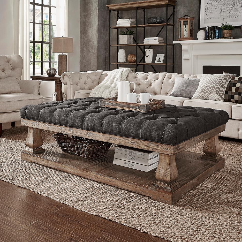 HomeSullivan Segovia Dark Grey Pillowtop Coffee Table-40E302DG-30ACTL ...