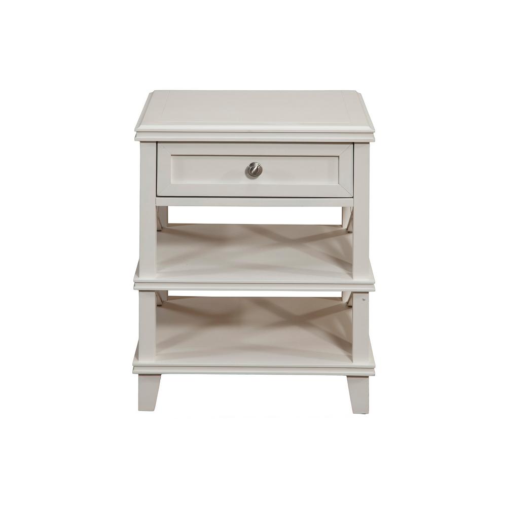 Potter 1Drawer, 2Open Shelves White Nightstand95502 The Home Depot