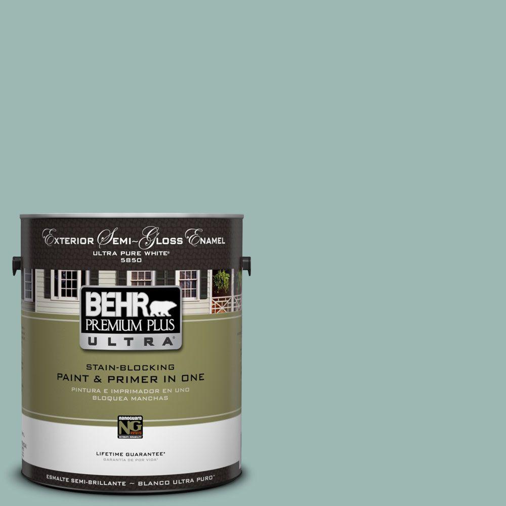 BEHR Premium Plus Ultra 1Gal. UL2205 Opal Silk SemiGloss Enamel Exterior Paint585401 The