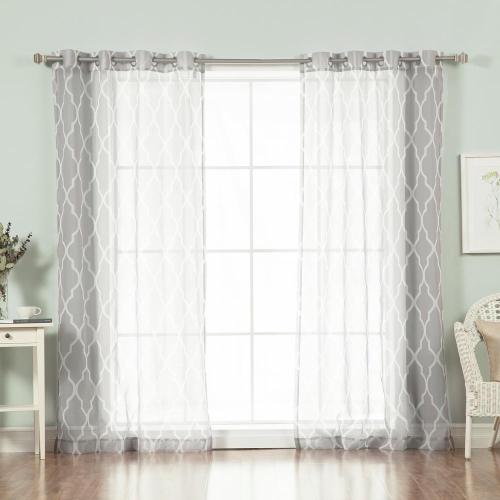 Best Home Fashion 96 In L Sheer Moroccan Curtains In Grey 2 Pack