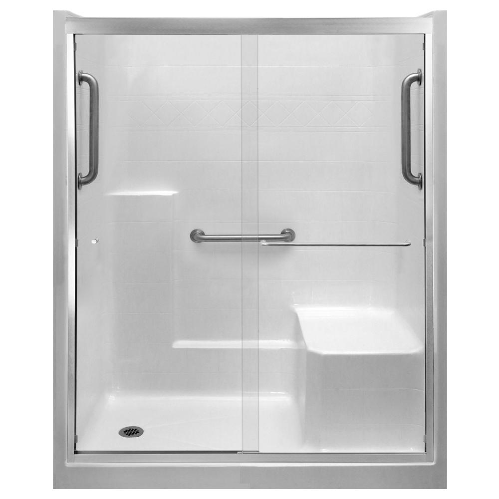 Ella 60 in. x 33 in. x 77 in. Left Drain Alcove 1Piece Shower Stall in