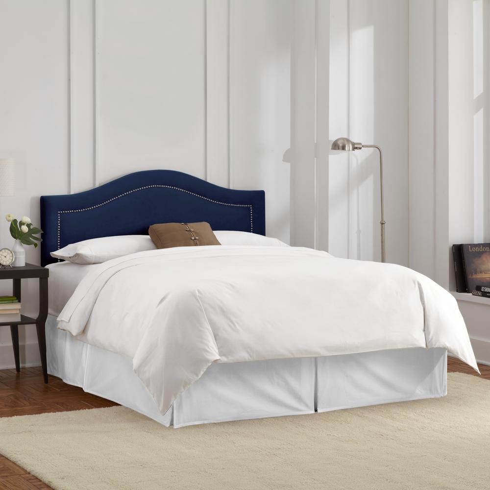 Velvet Navy California King Inset Nail Button Headboard904NBPWVLVNV