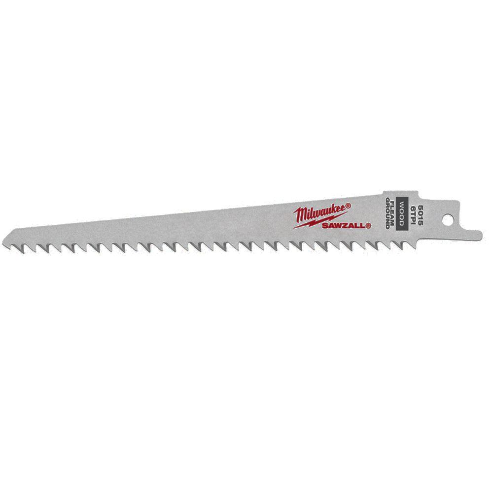 Milwaukee 6 in. 6 TPI Wood Specialty Reciprocating Saw Blades (5Pack