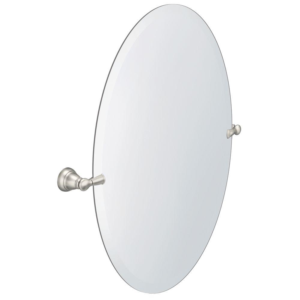 Moen Banbury 26 In X 23 Frameless Pivoting Wall Mirror Brushed Nickel Y2692bn The Home Depot - Home Depot Mirror Wall Mount