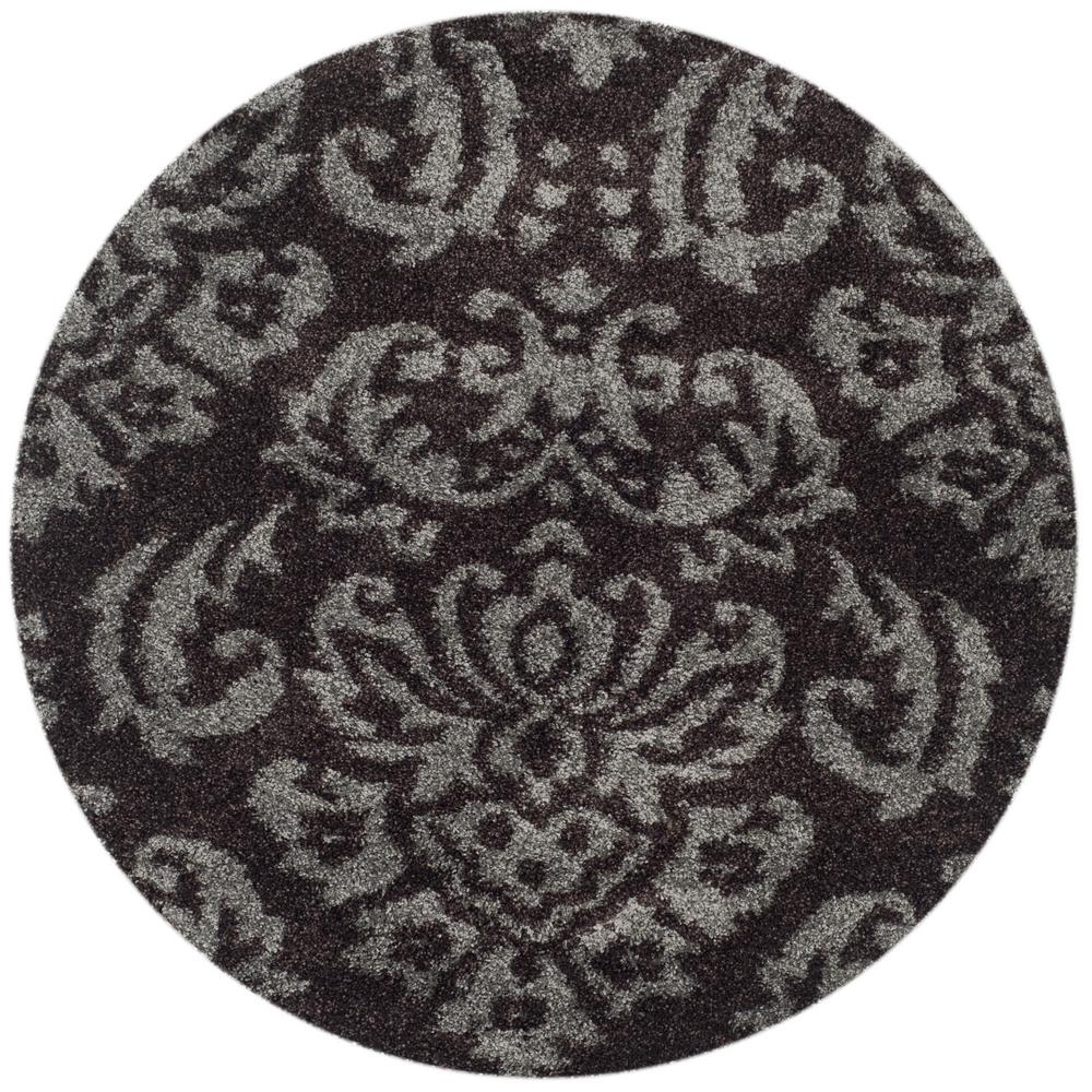 Safavieh Florida Shag Dark Brown/Smoke 4 ft. x 4 ft. Round Area Rug