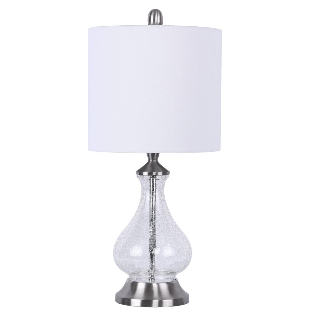 GRANDVIEW GALLERY 22 in. Clear Crackle Glass Table Lamp with Brushed