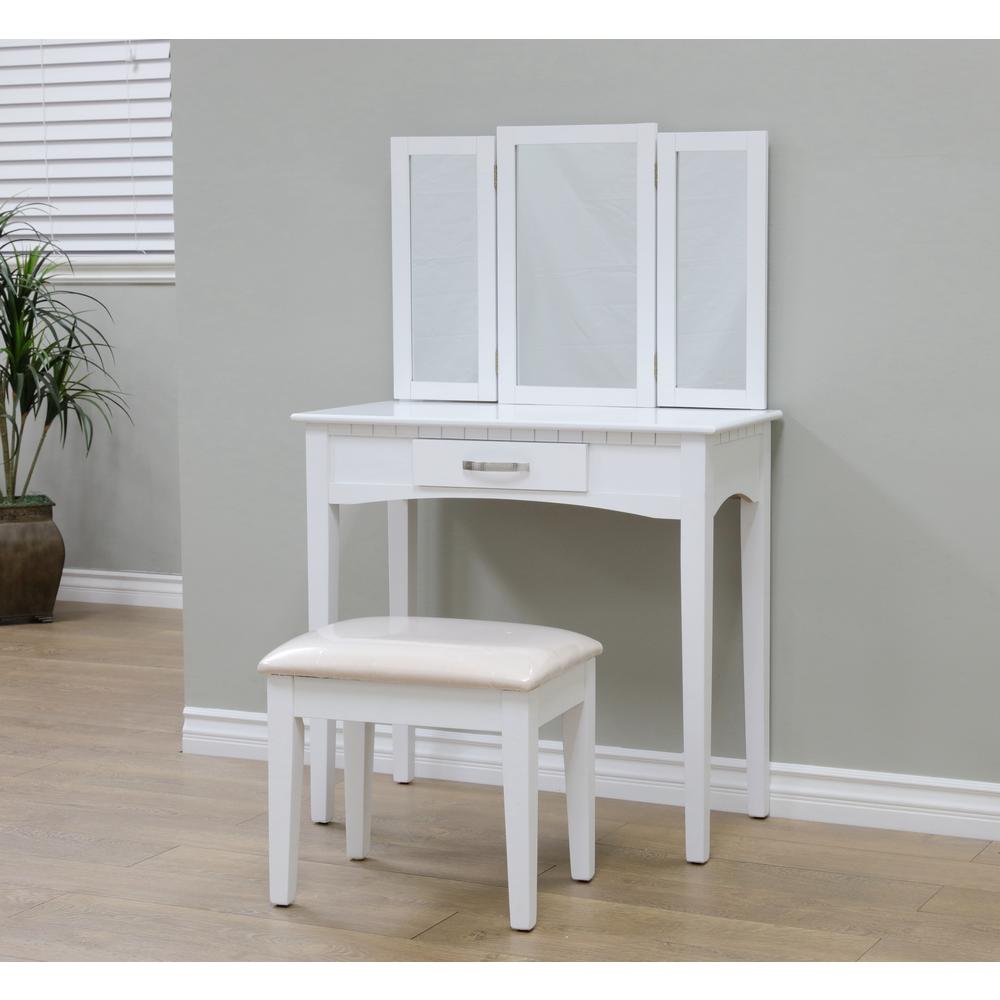 Homecraft Furniture Malachi 3 Piece White Bedroom Vanity Set With Mirror 138206238 The Home Depot