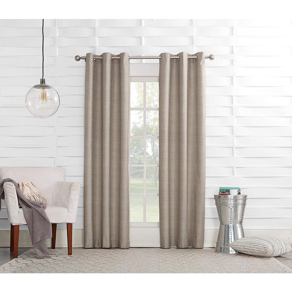 Sun Zero Semi Opaque Linen Tom Thermal Lined Curtain Panel 40 In