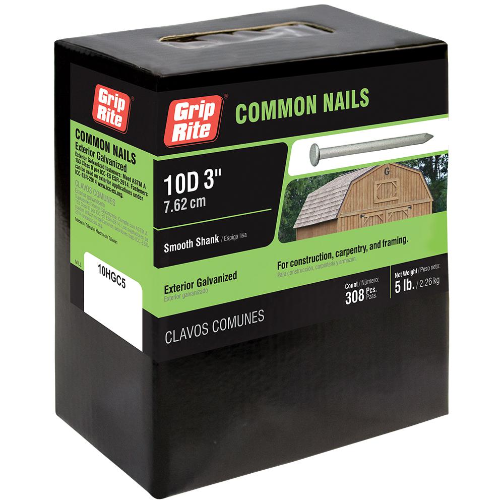 Standard Steel Common Rosehead Square Nails. 10d 1lb Box of 3