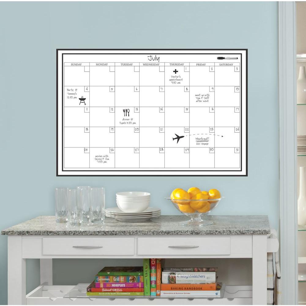 Wall Pops 24 In X 36 White Monthly Calendar Memo Board - Monthly Wall Calendar Dry Erase Board Wall Pops 24 In X 36 White Monthly Calendar Memo Board - Monthly Wall Calendar Dry Erase Board