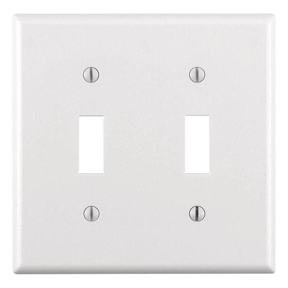 Leviton White 2 Gang Toggle Wall Plate 1 Pack R52 00pj2 00w The Home Depot
