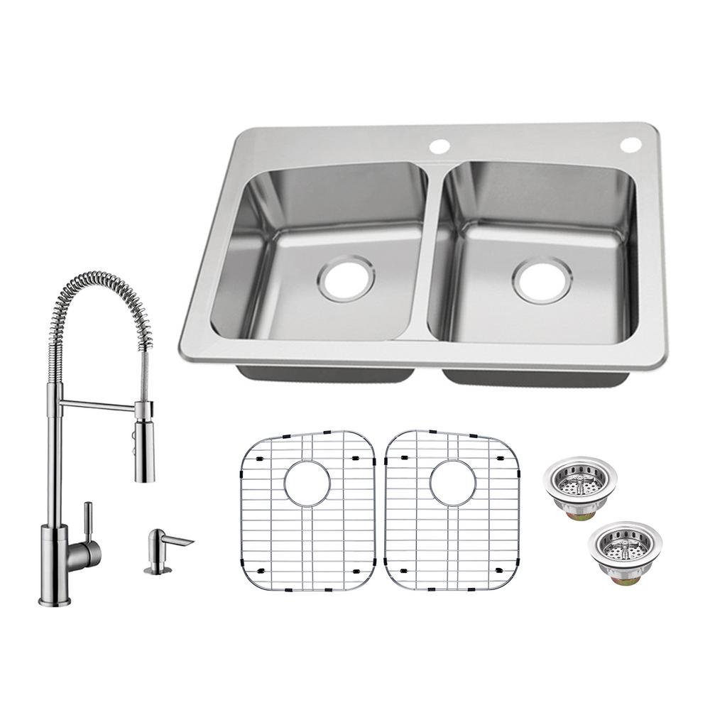 Glacier Bay AllinOne Dual Mount 18Gauge Stainless Steel 33 in. 2