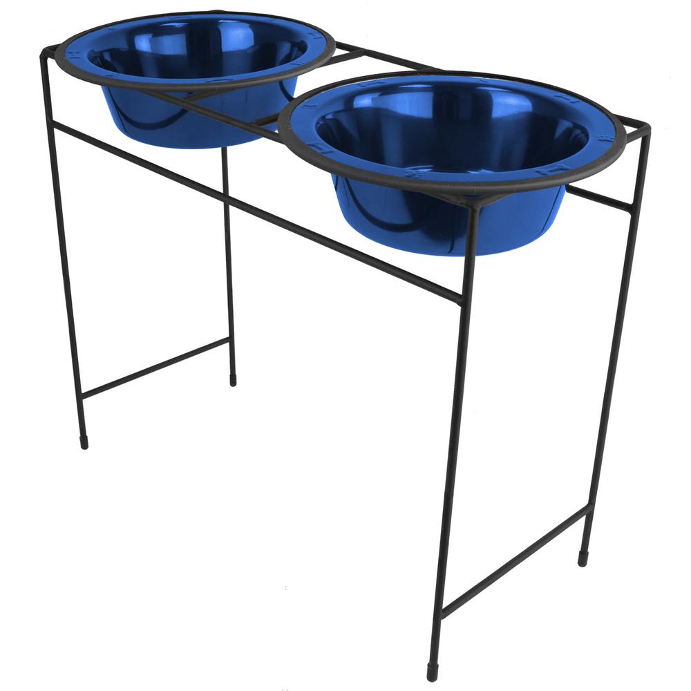 Platinum Pets 10 Cup Modern Double Diner Feeder with Dog Bowls, Sapphire Blue by Platinum Pets