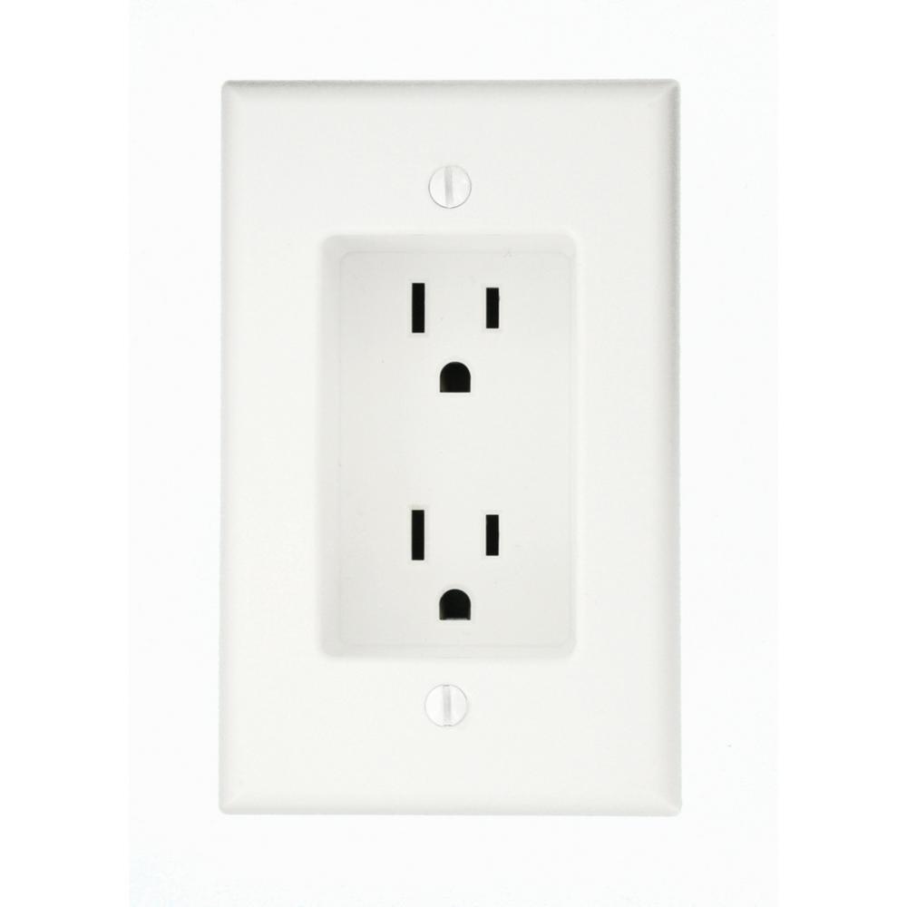Leviton 15 Amp 1-Gang Recessed Duplex Power Outlet, White-R52-00689-00W - The Home Depot