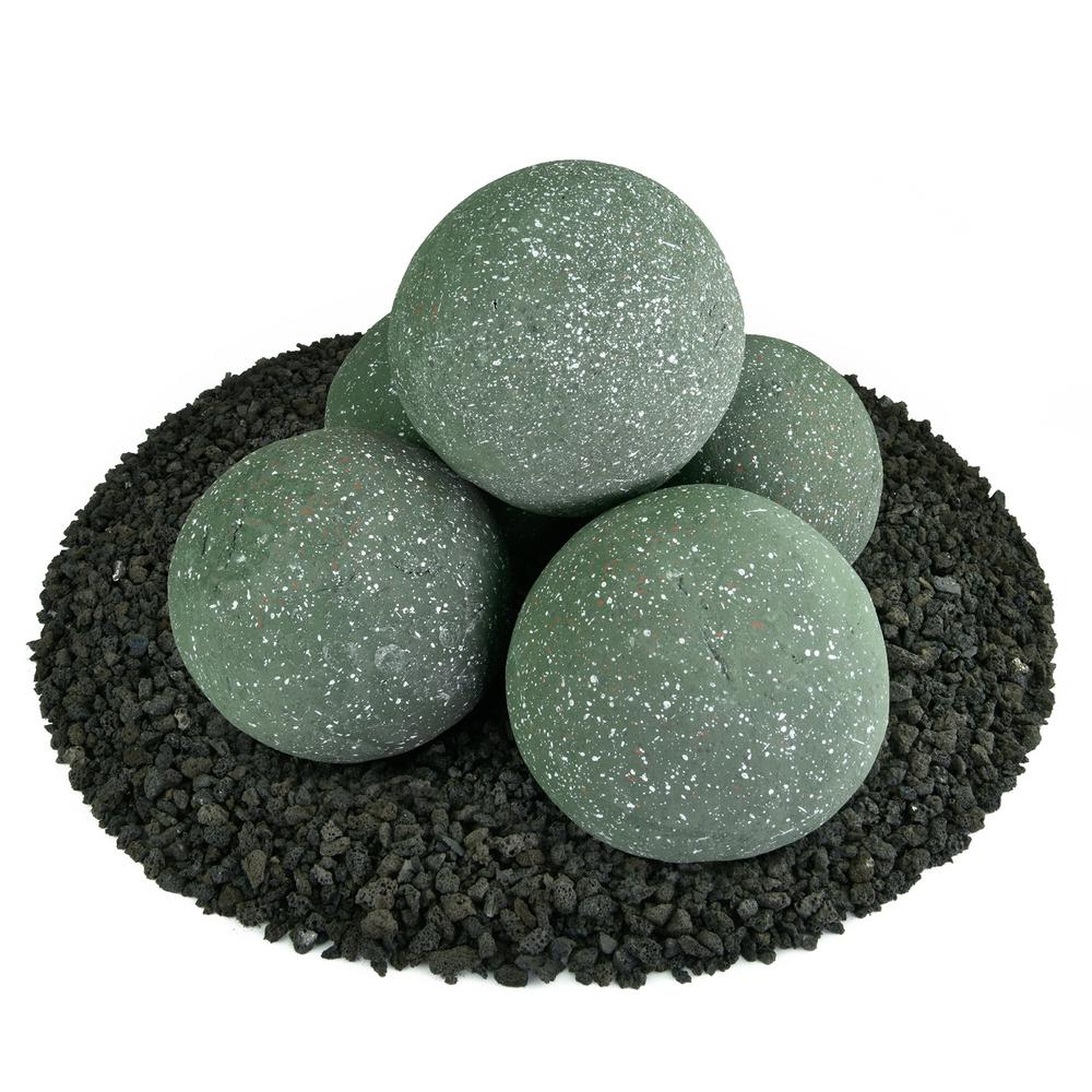 6 In Set Of 5 Ceramic Fire Balls In Slate Green Speckled 01 0425