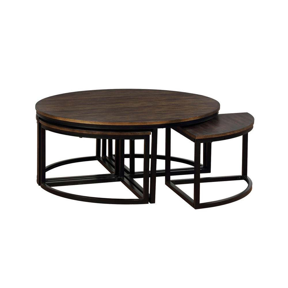 Alaterre Furniture Arcadia 42 In Antiqued Mocha Black Large Round Wood Coffee Table With Nesting Tables Anar1275 The Home Depot Office table with notepad, computer and coffee cup. bolton furniture