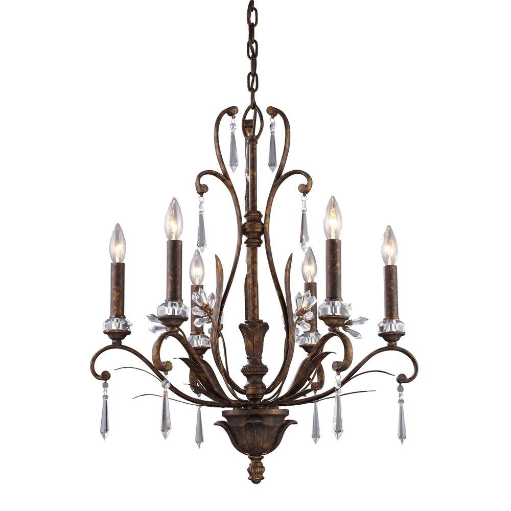 Titan Lighting Emilion 6Light Burnt Bronze Ceiling Mount ChandelierTN