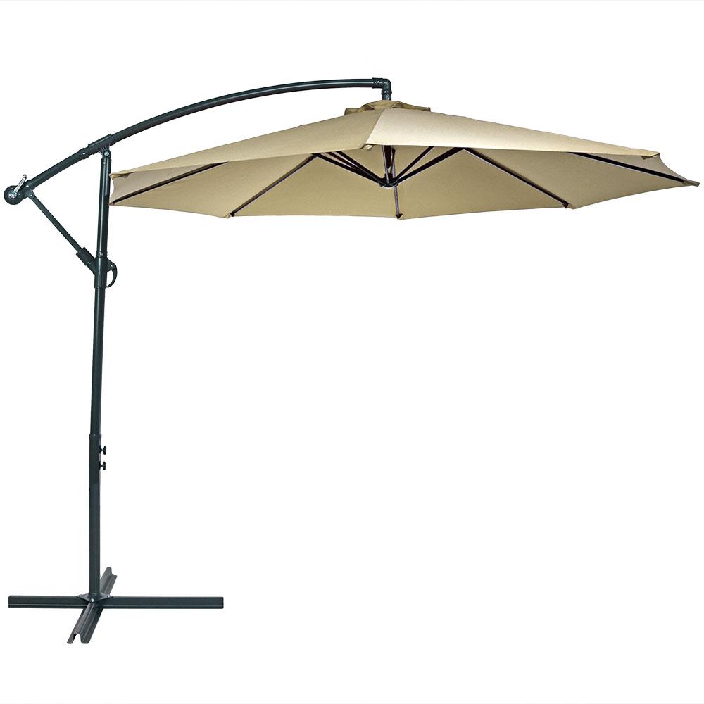 Sunnydaze Decor 10 Ft Steel Offset Cantilever Patio Umbrella In Beige Jlp 170 The Home Depot