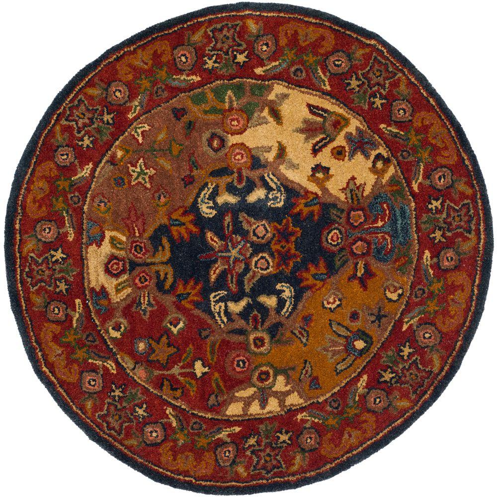 Safavieh Heritage Multi/Burgundy 4 ft. x 4 ft. Round Area RugHG911A4R
