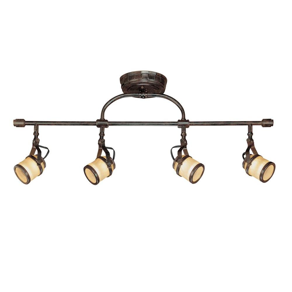 Hampton Bay 4-Light Iron Oxide Straight Bar with Chiseled Glass Shades was $89.0 now $34.14 (62.0% off)