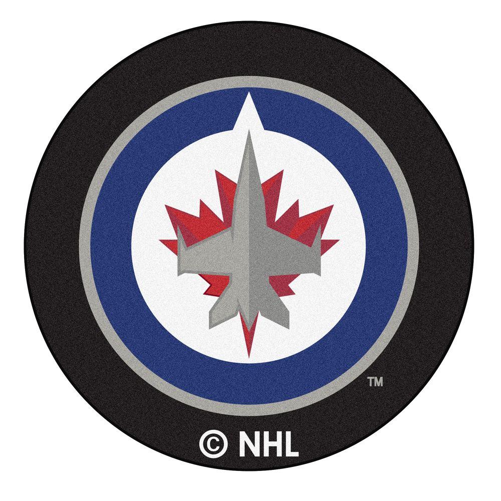 Fanmats Winnipeg Jets Black 2 Ft X Round Area Rug 10517 The Fanmats Winnipeg Jets Black 2 Ft X Round Area Rug