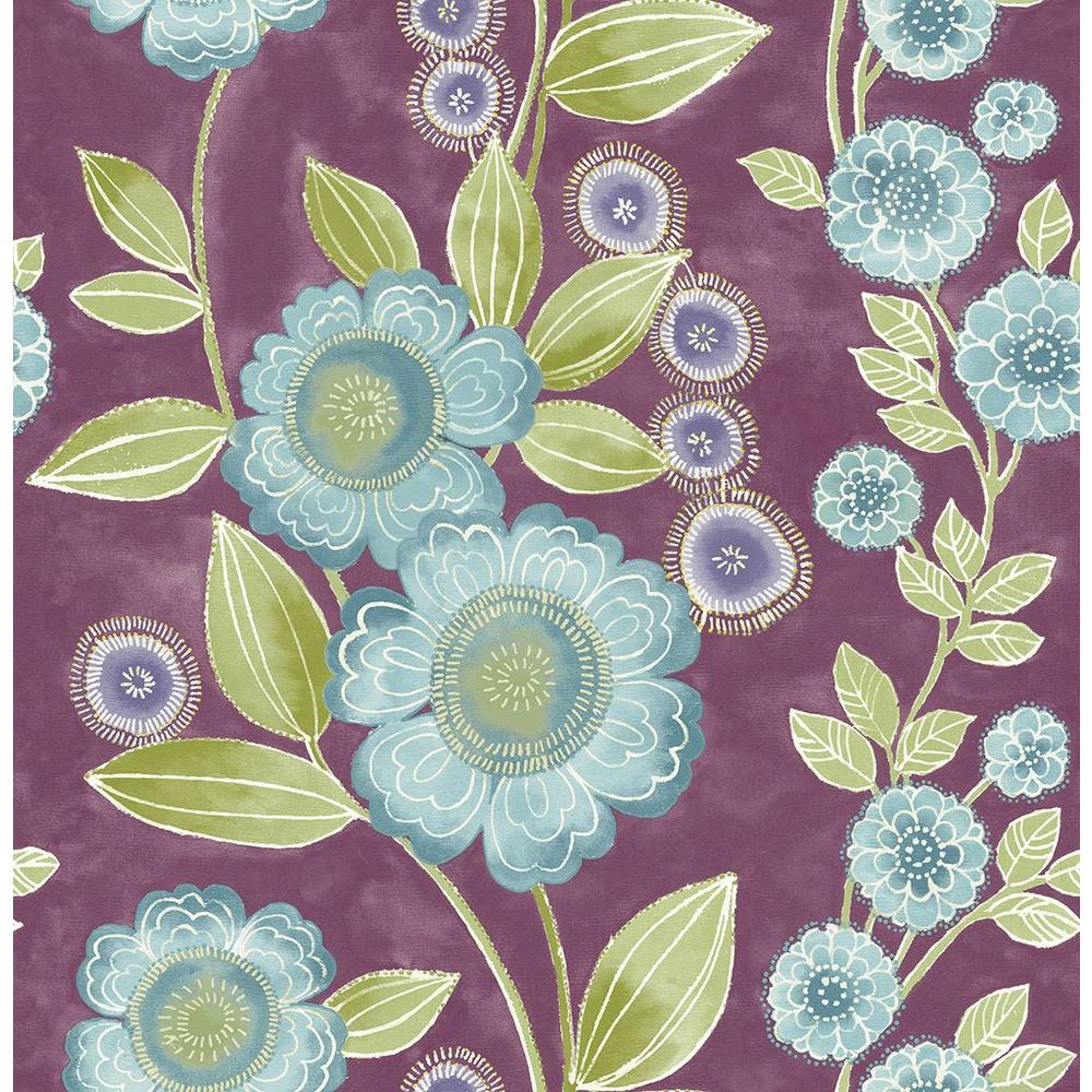 A-Street Bloom Plum Floral Wallpaper 2656-004034 - The Home Depot